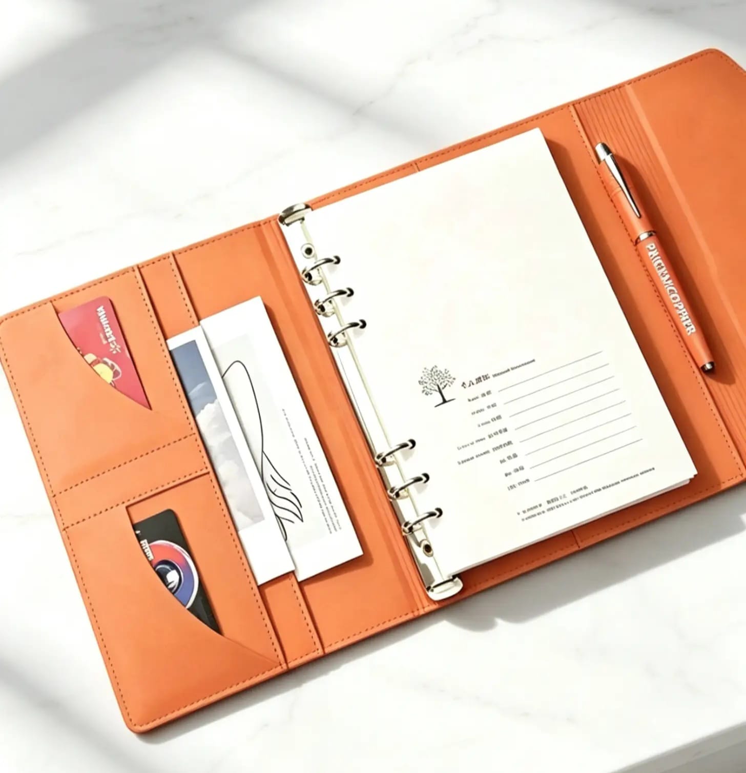 Orange Cover Notebook & Diary With Pen