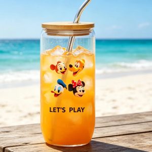 Drink Glass Mugs with Straw 500ml