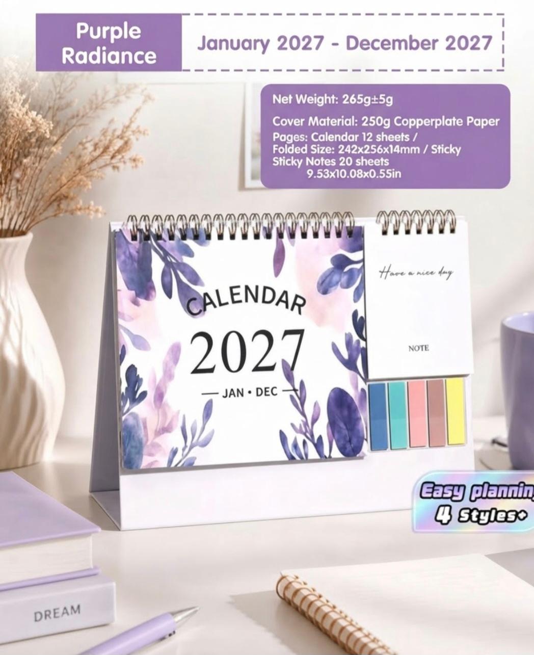 PURPLE TABLE CALENDAR